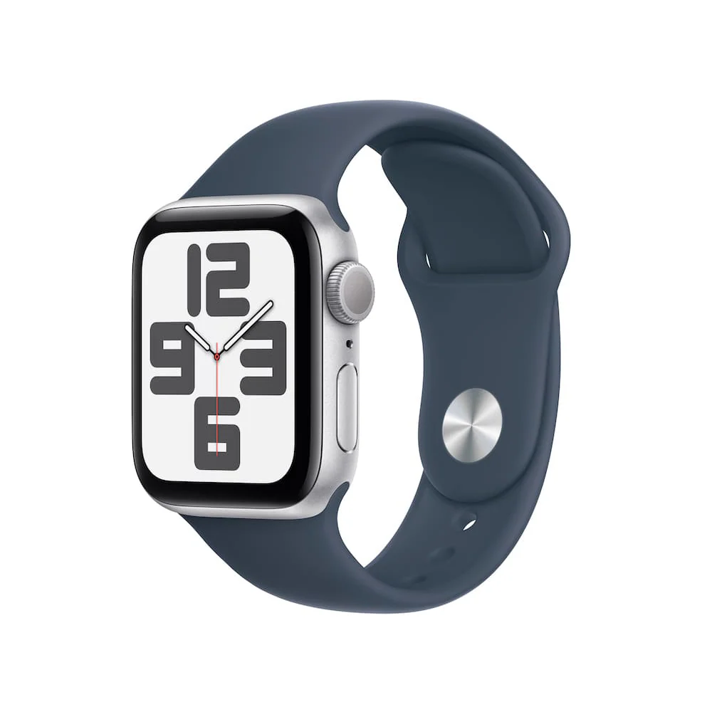Apple Watch SE GPS 40mm Silver Aluminium Case with Storm Blue Sport Band