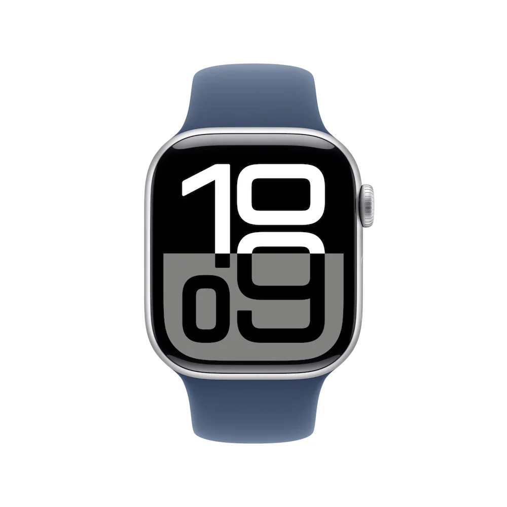 Apple Watch Series 10 46mm Silver Aluminium Case with Denim Sport Band - Image 2