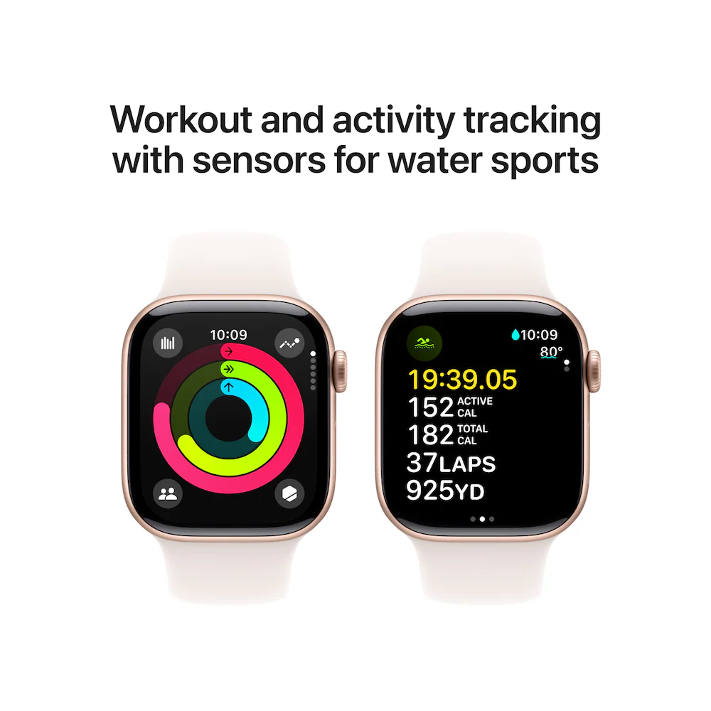 Apple Watch Series 10 42mm Rose Gold Aluminium Case with Light Blush Sport Band - Image 4