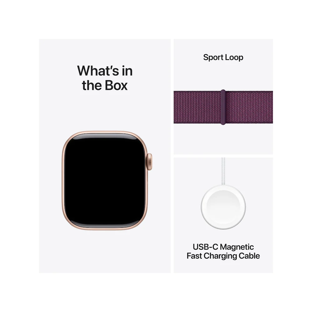 Apple Watch Series 10 - 42mm Rose Gold Aluminium Case with Plum Sport Loop - Image 8