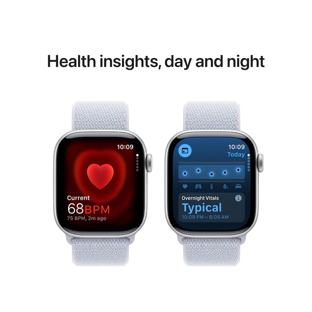 Apple Watch Series 10 46mm Silver Aluminium Case with Blue Cloud Sport Loop - Image 5
