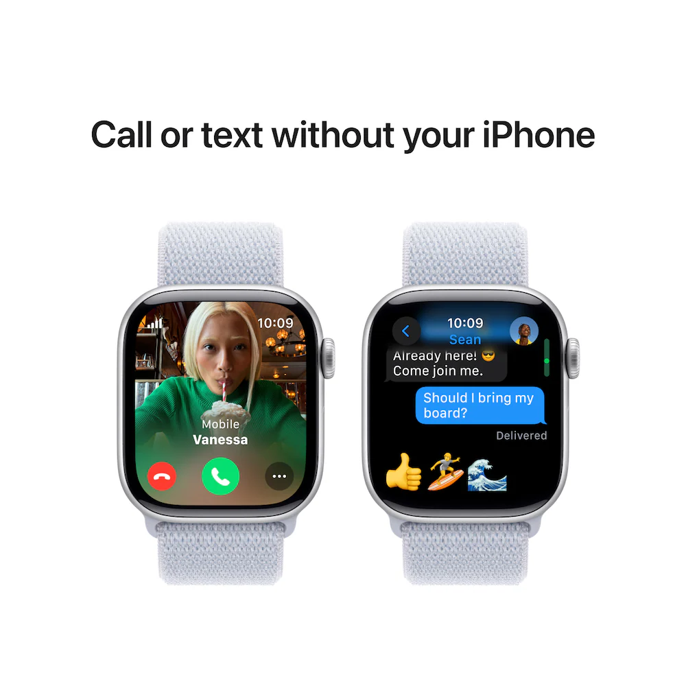 Apple Watch Series 10 46mm Silver Aluminium Case with Blue Cloud Sport Loop - Image 7