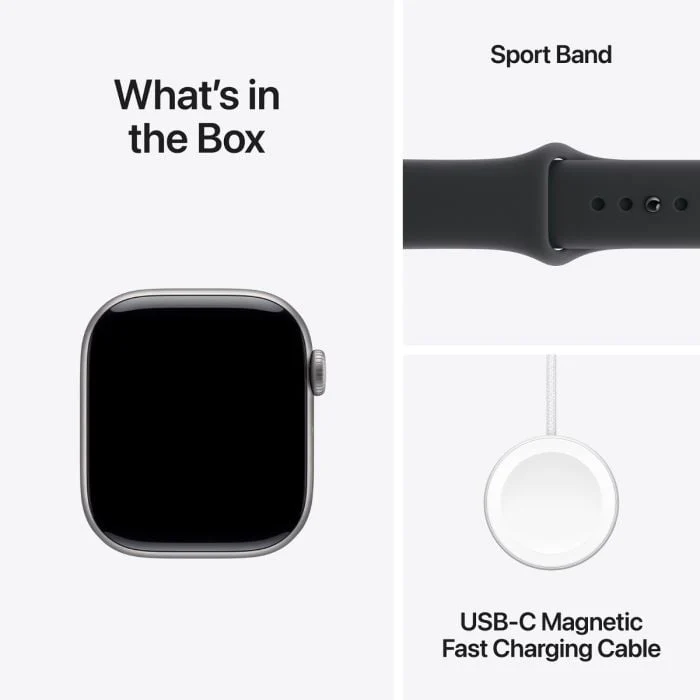 Apple Watch Series 11 42MM Space Grey Aluminium Case with Black Sport Band - Image 9