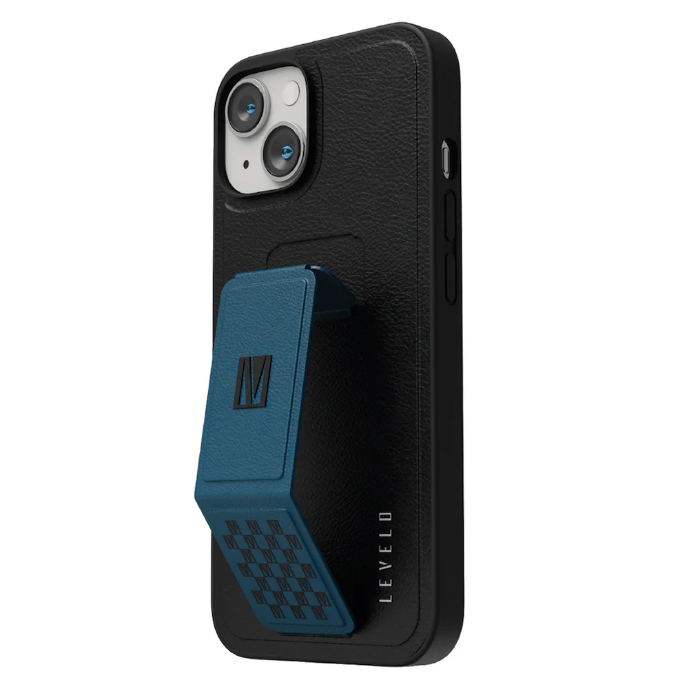 iPhone 14 Morphix Gripstand PU Leather Case - Blue