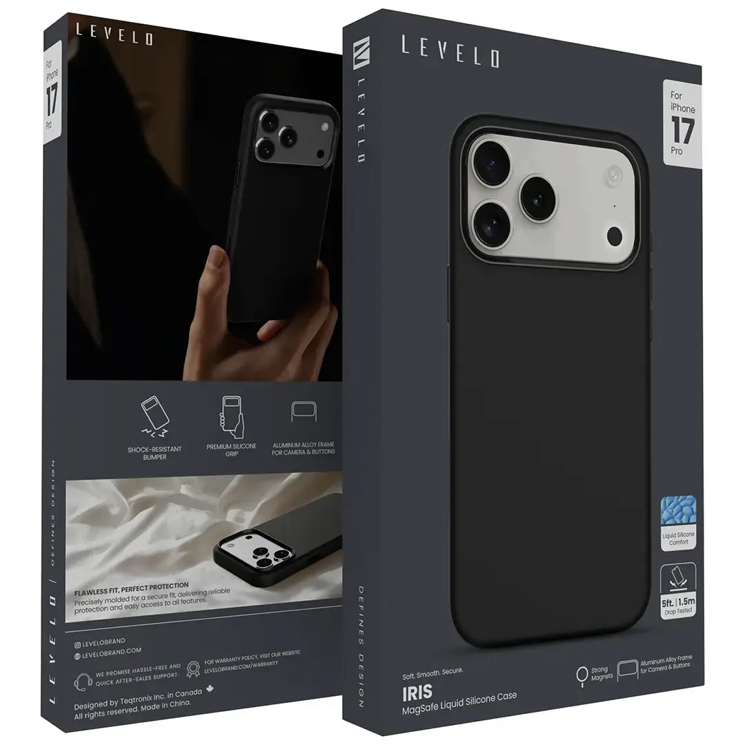 Levelo Iris Magsafe Liquid Silicone Case for 17 Pro Black - Image 4