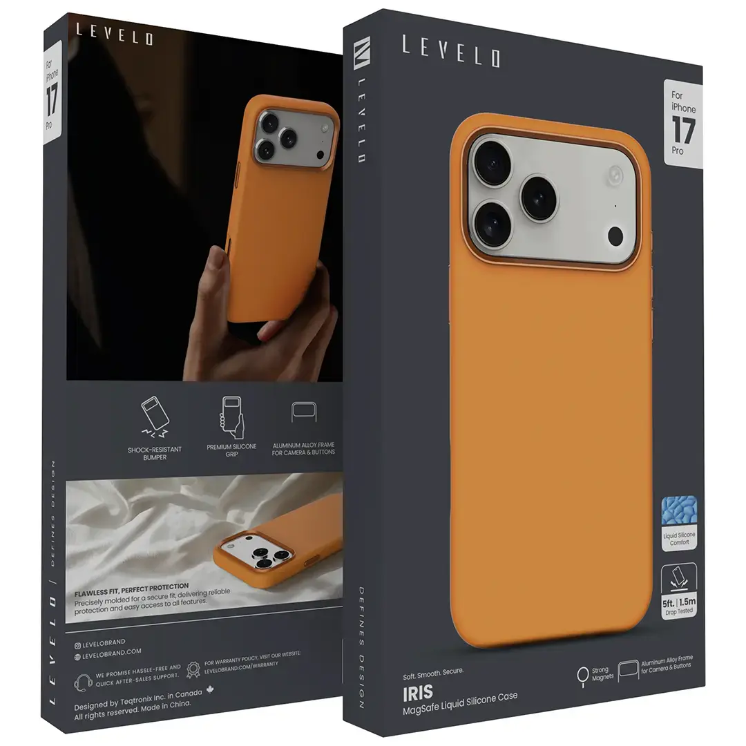 Levelo Iris Magsafe Liquid Silicone Case for 17 Pro Max Orange - Image 4