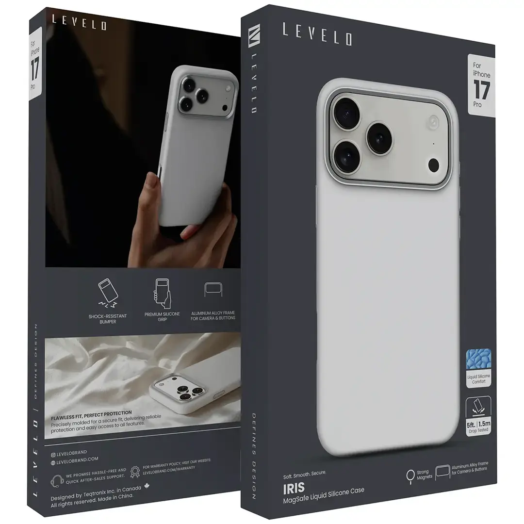 Levelo Iris Magsafe Liquid Silicone Case for 17 Pro Silver - Image 4