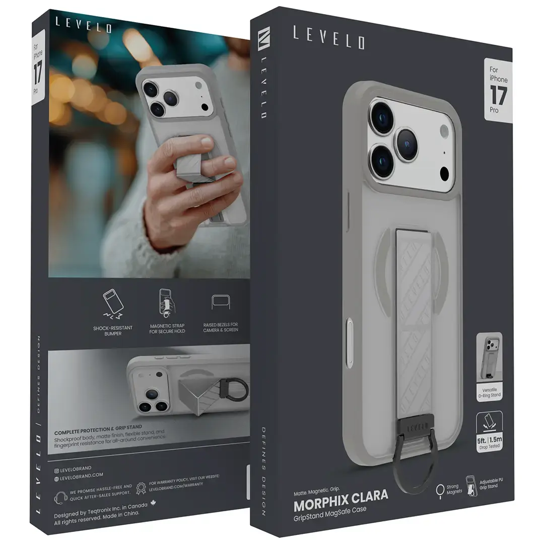 Levelo Morphix Clara Grip Case for 17 Pro Max Silver - Image 3